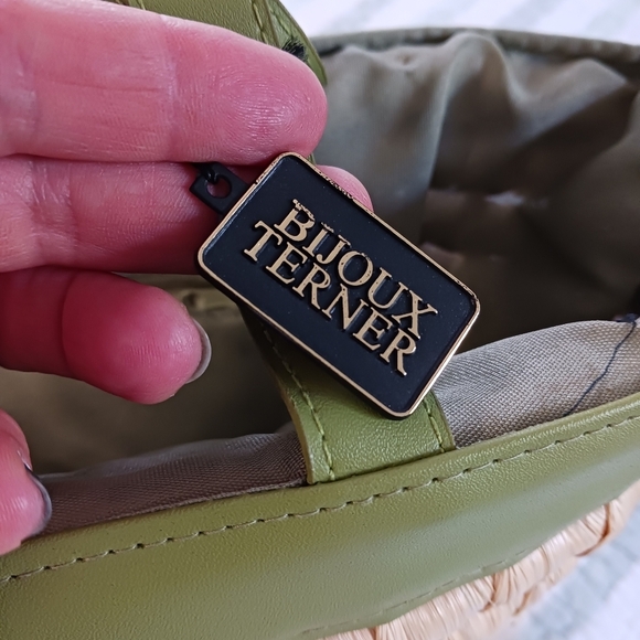 Bijoux Turner Ratan Handbag Beachbag Woven NWT Vacation Beach Summer Green - Picture 3 of 8